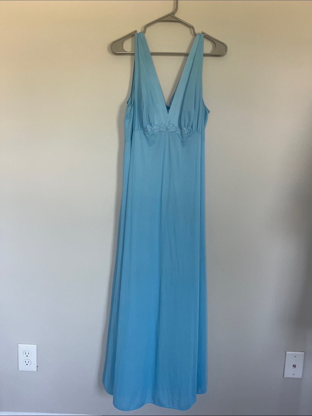 Vanity Fair Light Blue V-Neck Maxi Dress